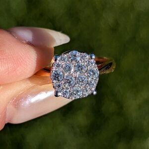 18K Rose Gold Diamond Cluster Round Engagement Ring